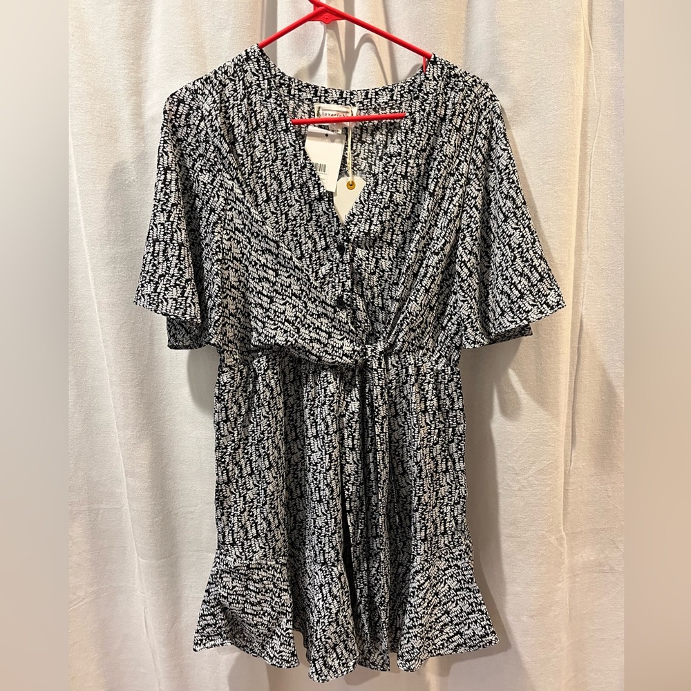 Love Riche Black and White Wrap Dress